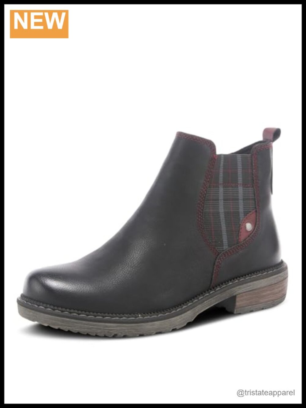 Spring Step Women's Nonia Ankle Boots Chelsea Plaid Stretch Vegan Water